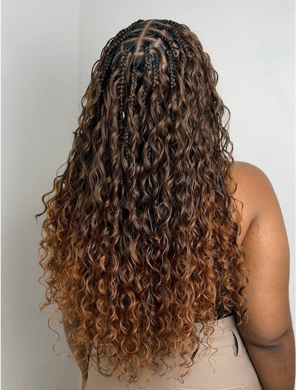 12 Braids Hairstyles: 29 Ideas, From Box Braids to Milkmaid 9 Long brown and blonde ombre boho braids with loose curly strands throughout.