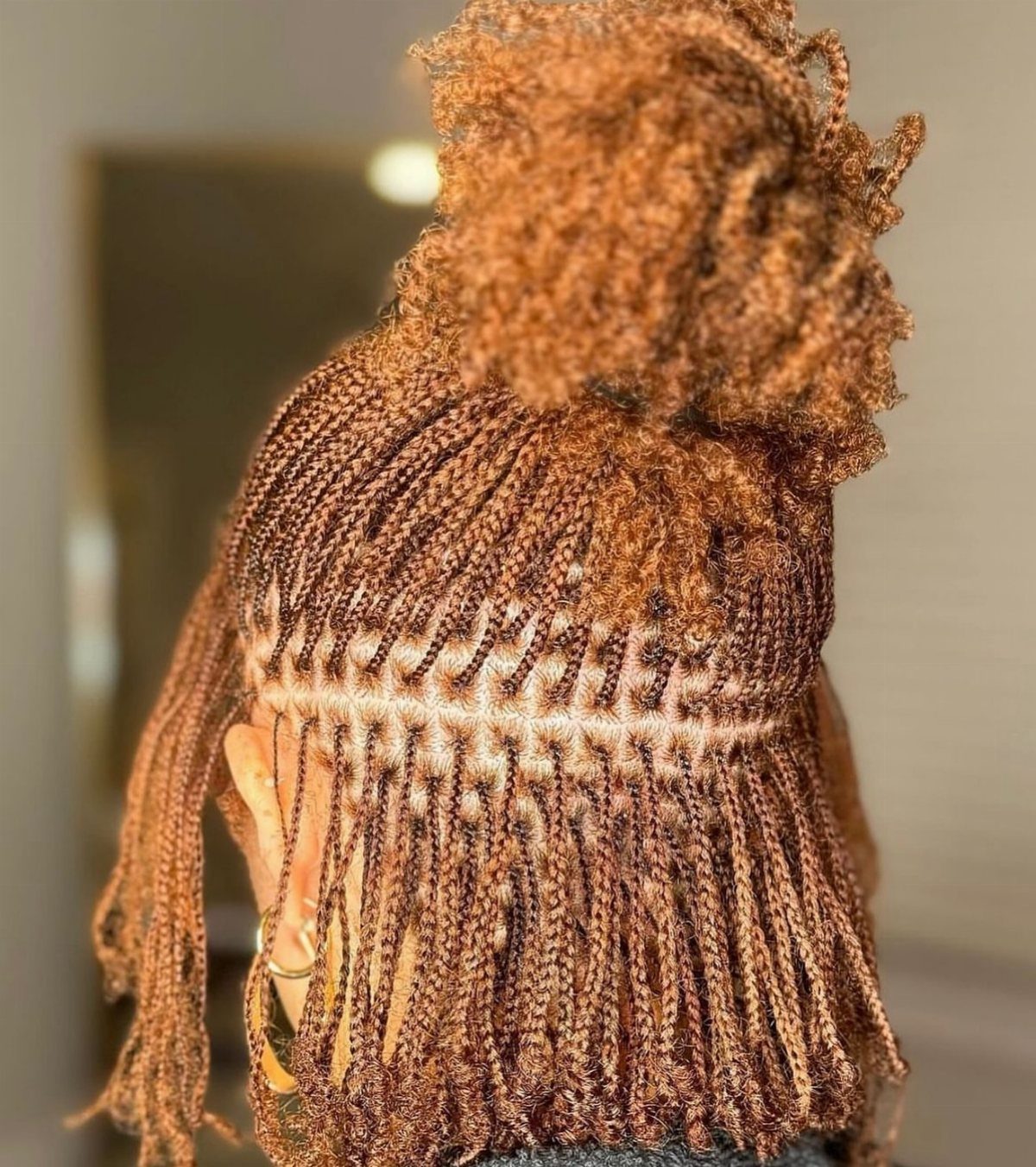 12 Braids Hairstyles: 29 Ideas, From Box Braids to Milkmaid 15 Reddish-brown micro braids styled with a curly bun on top and thin plaits.