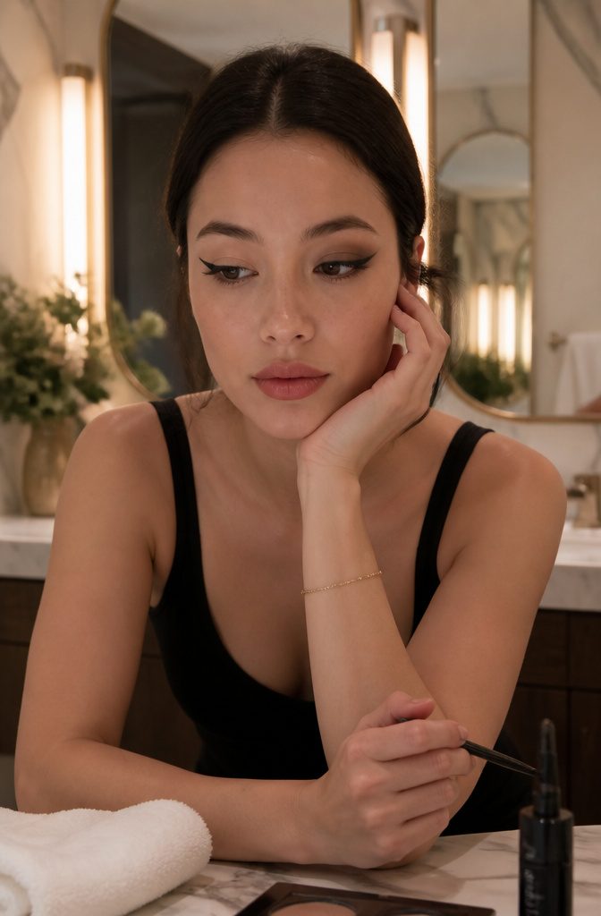 20 Cool Makeup Looks: Creative Ideas to Try in 2026 16 Model with one eye featuring sharp eyeliner and the other softly smudged.