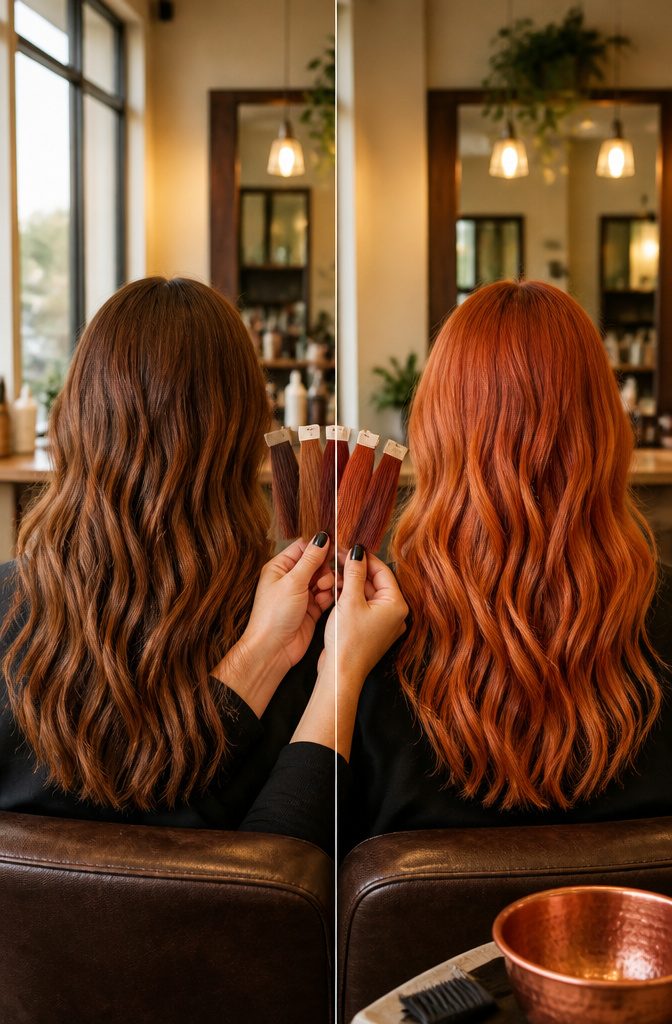 Cowboy copper hair showing the balance between brown and red tones