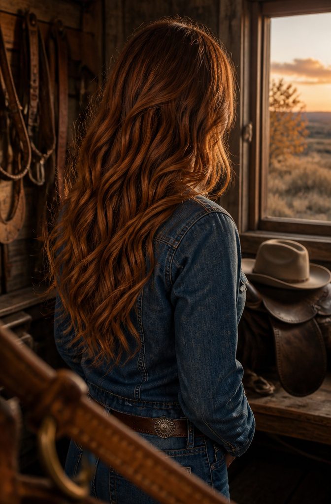 Cowboy copper hair showing a warm mix of copper auburn and brown
