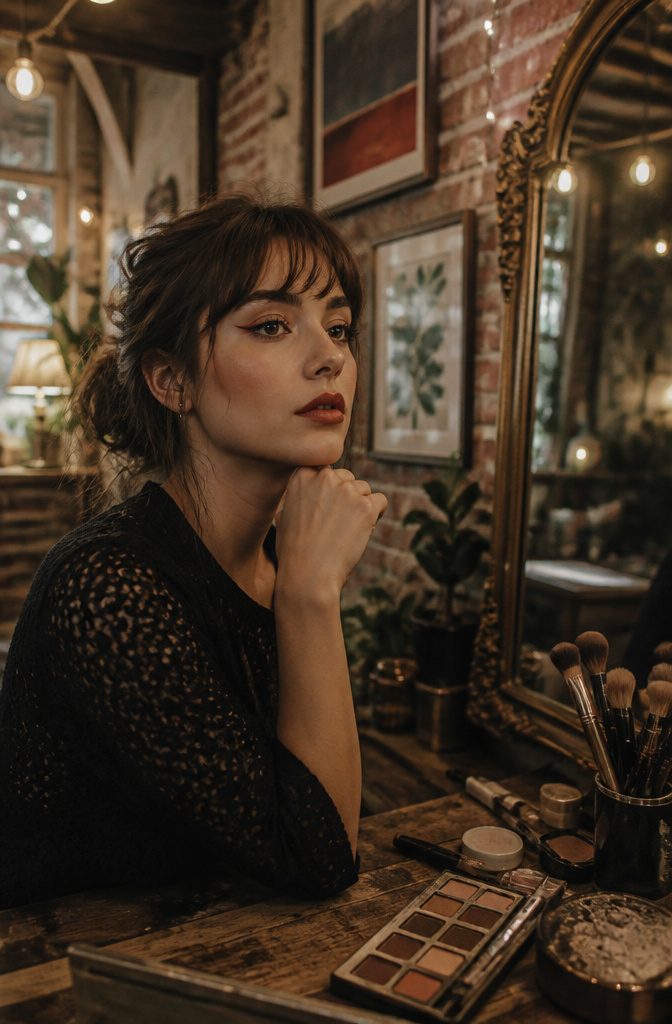 16 Cute Makeup Ideas for Eyes, Lips, and Cheeks in 2026 11 A model showcasing burgundy and black double eyeliner.