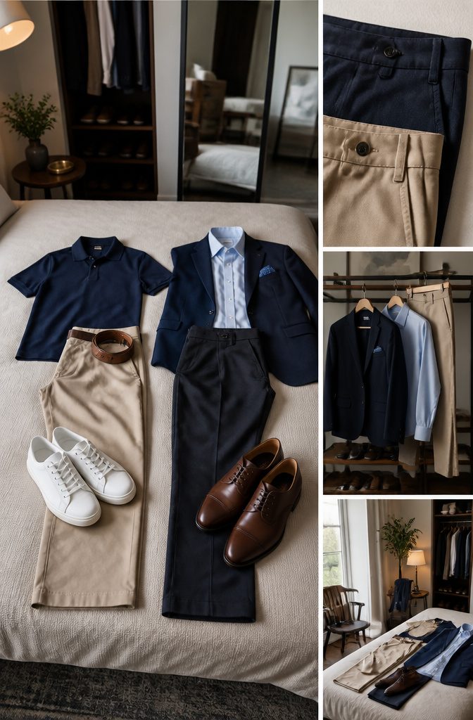 Chinos vs Dress Pants: 8 Clear Differences for 2026 9 A visual comparison of footwear options for chinos and dress pants.