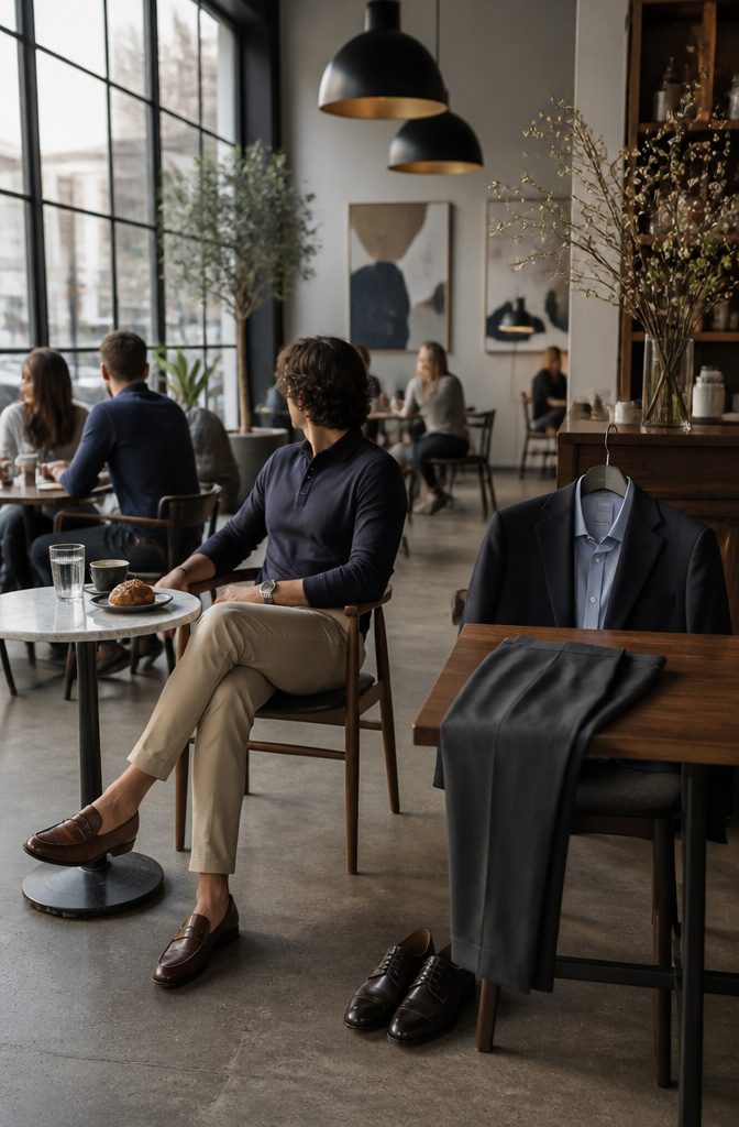 Chinos vs Dress Pants: 8 Clear Differences for 2026 4 Chinos and dress pants displayed in a context of different social events.