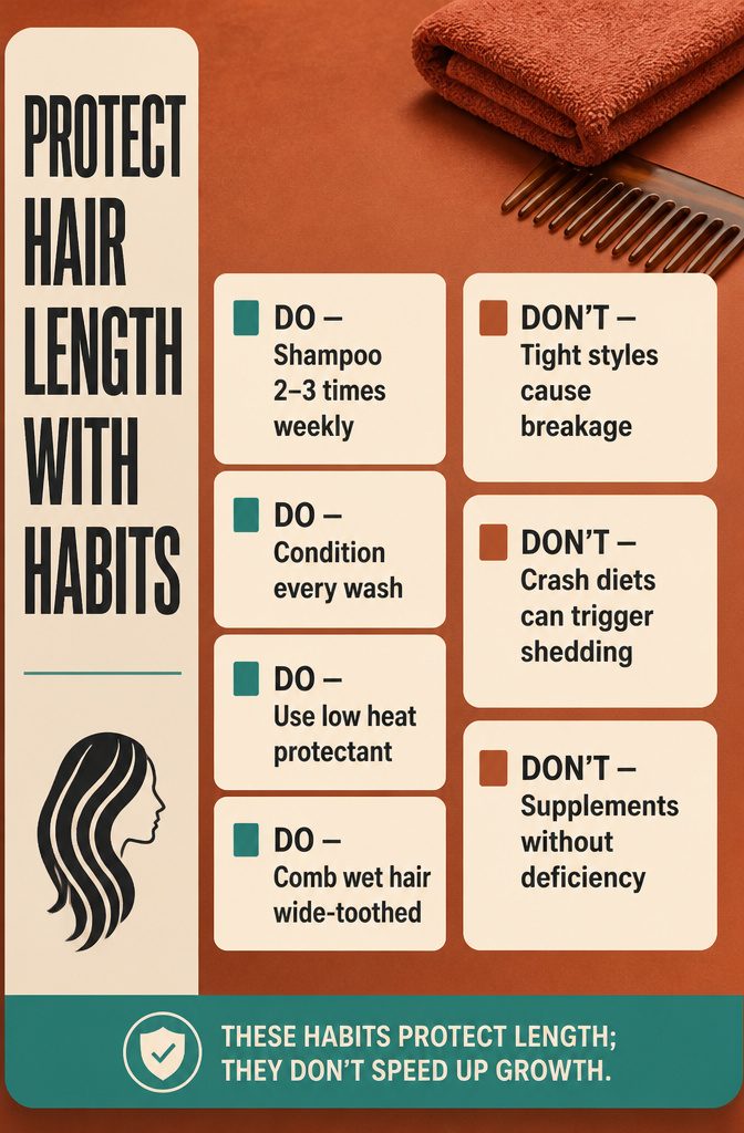 Graphic titled Protect Hair Length With Habits