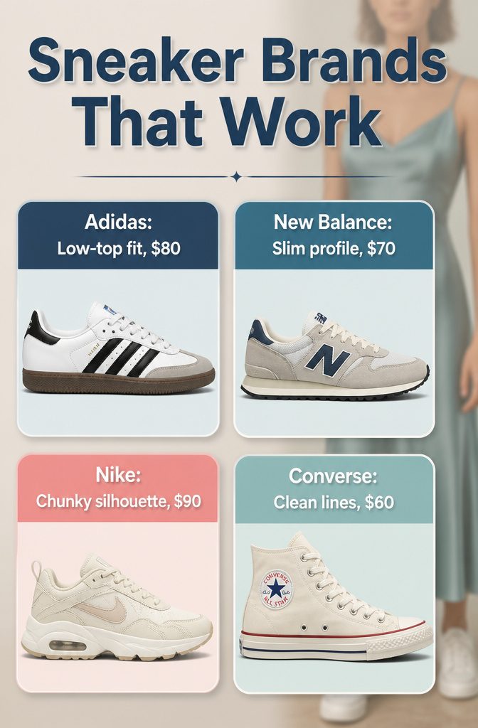 An overview of sneaker brands suitable for pairing with dresses.