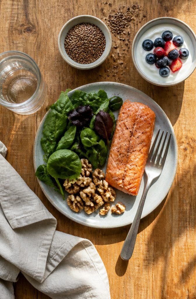 Hair and scalp in a photograph accompanying food and nutrition advice