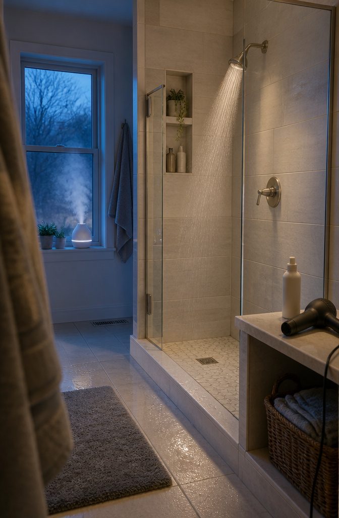 Hair and scalp in a photograph accompanying lukewarm water and heat advice