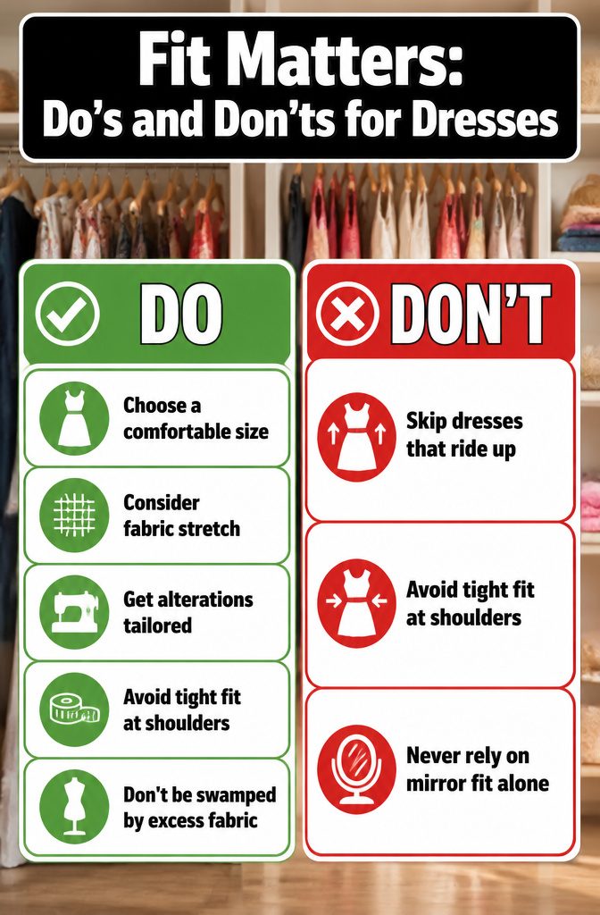An infographic about dress fit.
