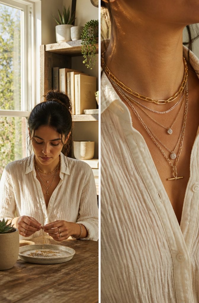 Spring 2026 Jewelry Trends: What's In This Season 3 Two layered necklaces with different lengths made of mixed metals.