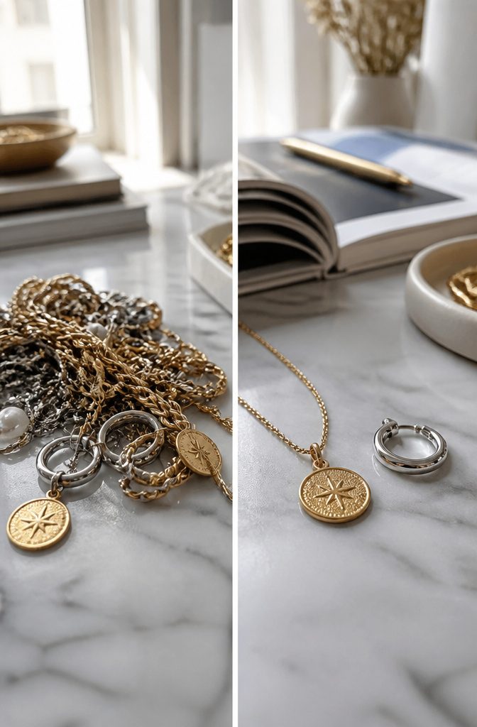 Spring 2026 Jewelry Trends: What's In This Season 13 A close-up of mixed metal jewelry pieces displayed together.