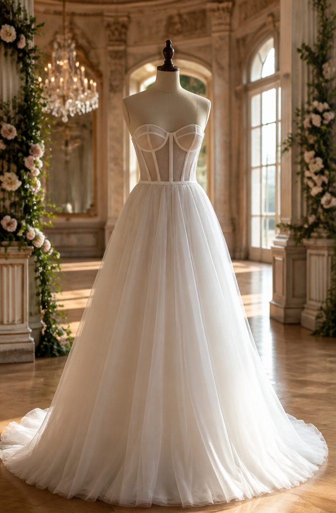 Most Popular Vera Wang Wedding Dresses: 18 Styles for 2026 8 An A-line gown with a sheer corset bodice.