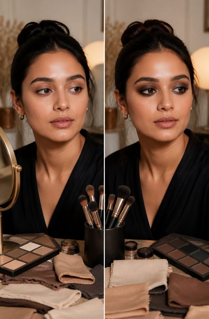 A model's eye demonstrating smokey eye techniques for various shapes.