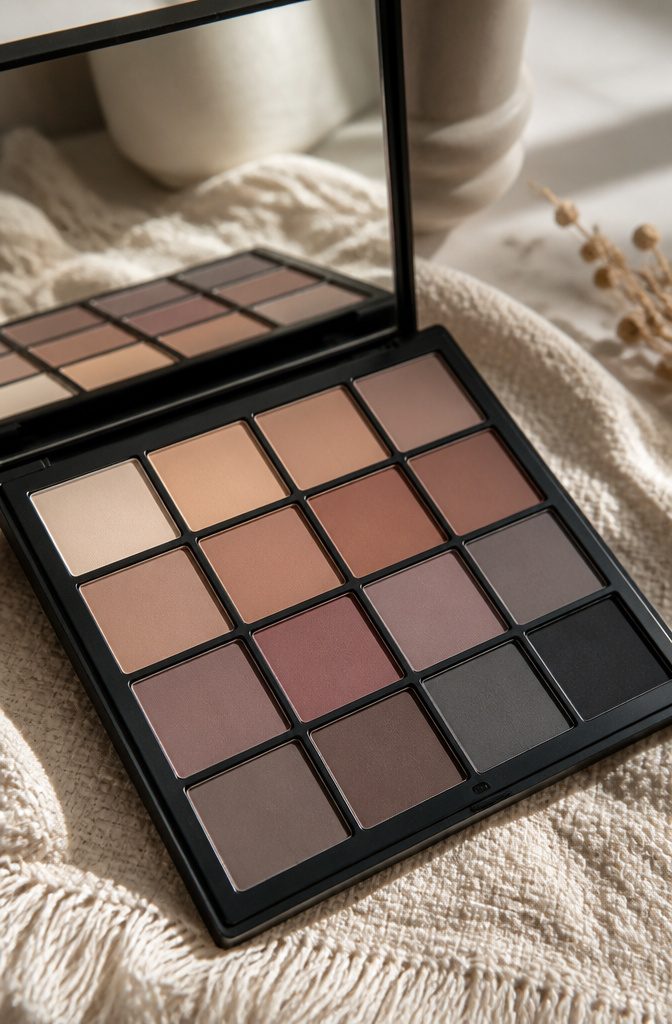 19 Unique Eyeshadow Looks and Styles for 2026 20 Close-up of an eyeshadow palette featuring an array of matte shades.