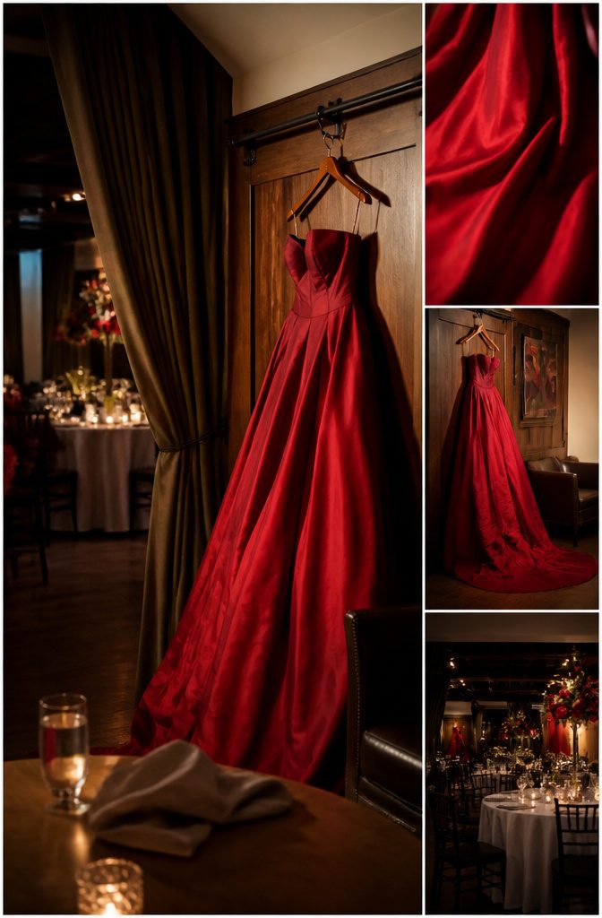 7 Ideas for Wedding Dresses Not White, From Blush to Black 5 Bride wearing a red wedding gown