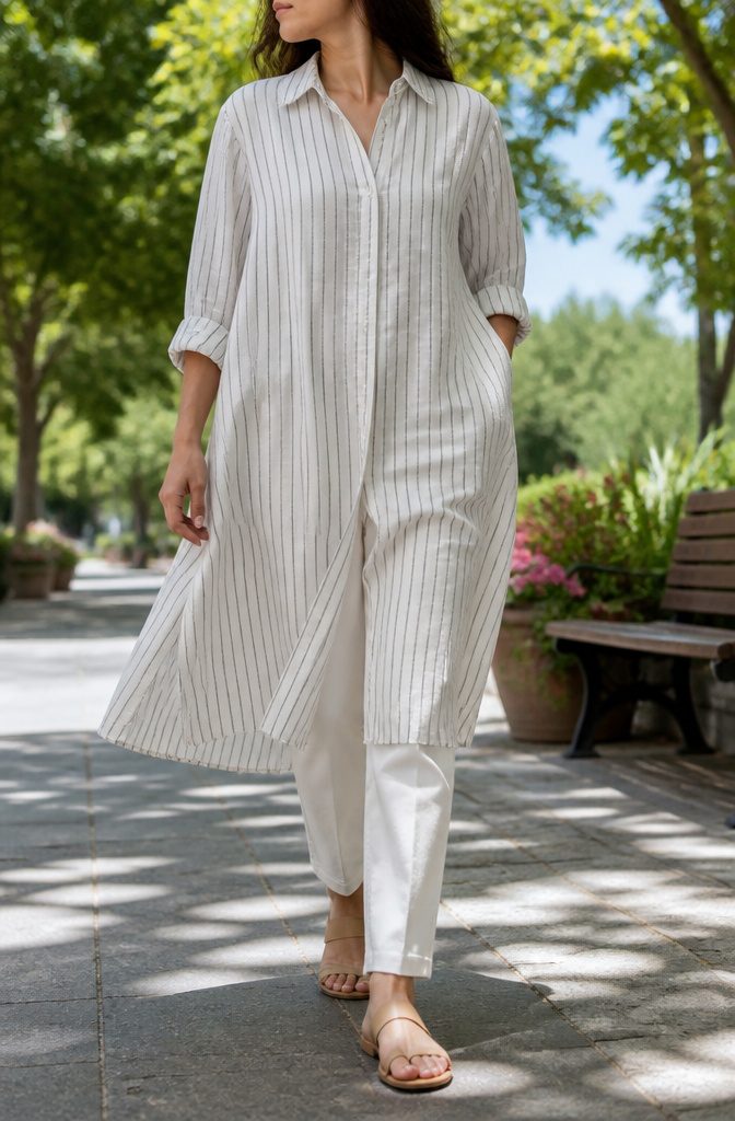 What Are Casual Dresses? 11 Types for Everyday Wear in 2026 2 A model wearing a shirt dress with a button-front closure.