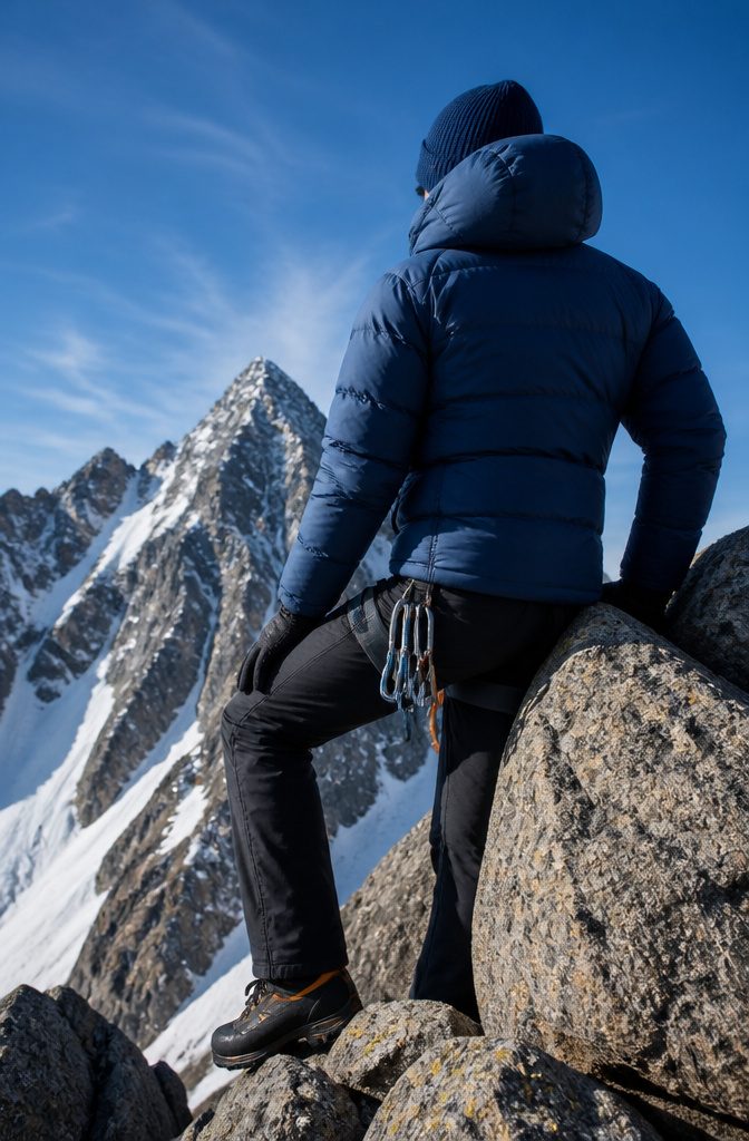 Warmest Winter Coats of 2026: 9 Styles for Extreme Cold 5 A model wearing the Rab Neutrino Pro jacket in an outdoor setting.