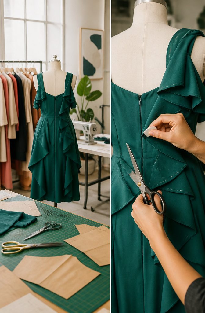 What to Do With Old Bridesmaid Dresses: 11 Practical Ideas for 2026 7 A bridesmaid dress laid out for cutting into separate pieces.