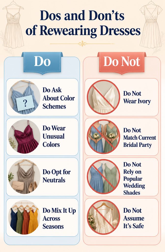 What to Do With Old Bridesmaid Dresses: 11 Practical Ideas for 2026 14 A woman wearing a bridesmaid dress at a wedding, looking uncertain.